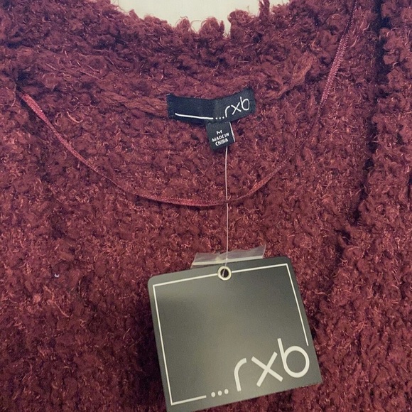 RXB Boucle Knit Maroon Button Front Cardigan Sweater Size Medium - Picture 7 of 8